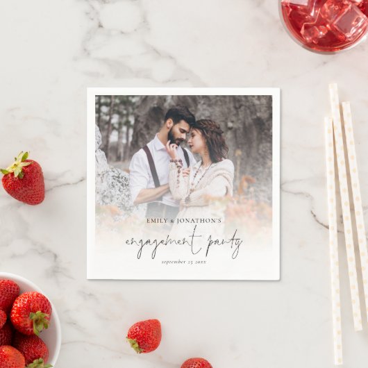 フォトモダンオーバーレイ婚約パーティナプキンス スタンダードカクテルナプキン (インサイチュ)