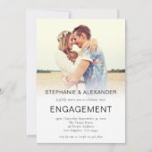 フォトモダンオーバーレイ婚約パーティ招待状 招待状 (正面)