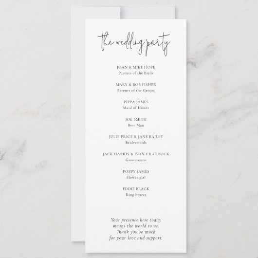 フォトモダンオーバーレイ結婚式 プログラム (裏面)