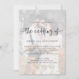 フォトモダンオーバーレイQRコード結婚式招待状 招待状