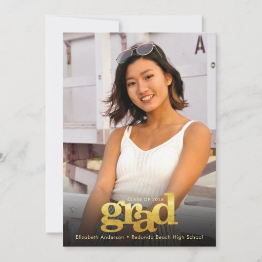 フォトモダンクはっきりしたロ金ゴールドグラードパーティーエレガント 招待状 (正面)