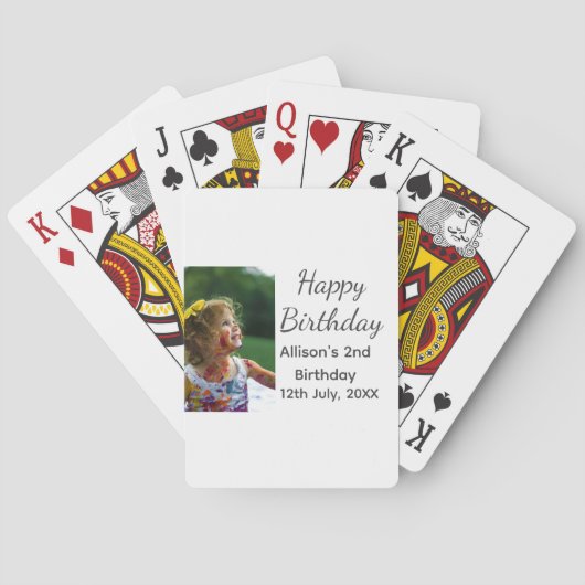 フォトモダンクラシックの名前の追加日付ハッピーバースデー トランプ (裏面)