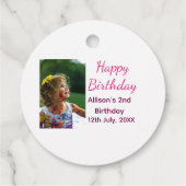 フォトモダンクラシックの名前の追加日付ハッピーバースデー フェイバータグ (裏面)