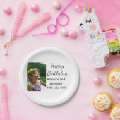 フォトモダンクラシックの名前の追加日付ハッピーバースデー ペーパープレート (パーティー)