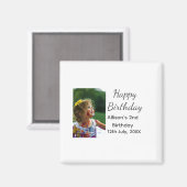 フォトモダンクラシックの名前の追加日付ハッピーバースデー マグネット (正面/裏面)