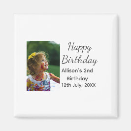 フォトモダンクラシックの名前の追加日付ハッピーバースデー マグネット