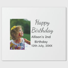 フォトモダンクラシックの名前の追加日付ハッピーバースデー ラッピングペーパー