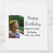 フォトモダンクラシックの名前の追加日付ハッピーバースデー ワインラベル (シングルラベル)