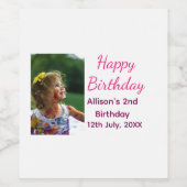 フォトモダンクラシックの名前の追加日付ハッピーバースデー ワインラベル (シングルラベル)