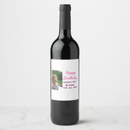 フォトモダンクラシックの名前の追加日付ハッピーバースデー ワインラベル