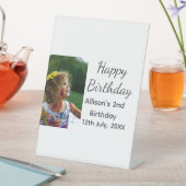 フォトモダンクラシックの名前の追加日付ハッピーバースデー 台座サイン (インサイチュ)