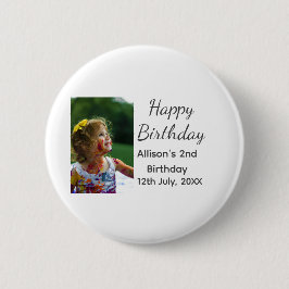 フォトモダンクラシックの名前の追加日付ハッピーバースデー 缶バッジ