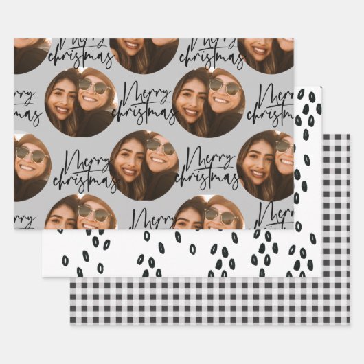 フォトモダンクリスマスの包装紙  ラッピングペーパーシート (セット)