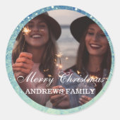 フォトモダングリッターメリークリスマスクラシックRou ラウンドシール (正面)