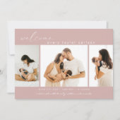 フォトモダンコラージピンク誕生 案内状 (正面)