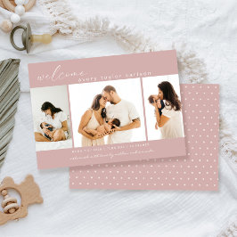 フォトモダンコラージピンク誕生 案内状