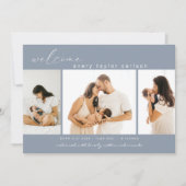 フォトモダンコラージブルー誕生 案内状 (正面)