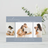 フォトモダンコラージブルー誕生 案内状 (スタンド正面)