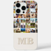 フォトモダンコラージベージュイニシャルモノグラム Case-Mate iPhoneケース (裏面)