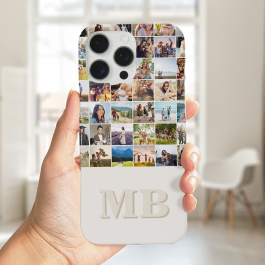 フォトモダンコラージベージュイニシャルモノグラム Case-Mate iPhoneケース