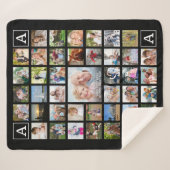 フォトモダンコラージモノグラムブラック シェルパブランケット (正面(横))