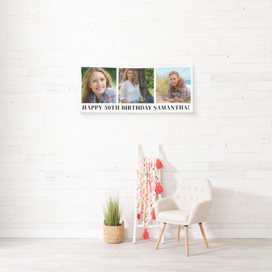 フォトモダンコラージュハッピーバースデー 横断幕 (インサイチュ)