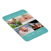 フォトモダンコラージュベビー発表ティール(緑がかった色) マグネット (右側)