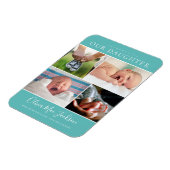 フォトモダンコラージュベビー発表ティール(緑がかった色) マグネット (左側)