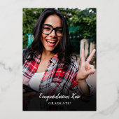 フォトモダンコラージュ卒業パーティー金ゴールド 箔招待状 (裏面)