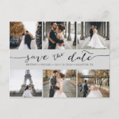 フォトモダンコラージュ日付をグレーで保存 案内ポストカード (正面)