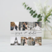 フォトモダンコラージュ日付をグレーで保存 案内ポストカード (スタンド正面)