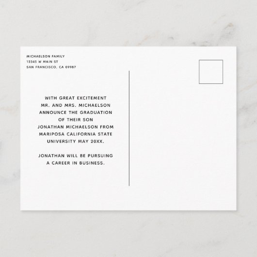 フォトモダンコラージュ3写真卒業 案内ポストカード (裏面)