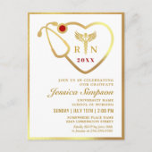 フォトモダンゴールデンホワイト看護卒業式パーティー ポストカード (正面)