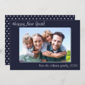 フォトモダンシンプルファミリーハッピーニューイヤー シーズンカード (正面/裏面)