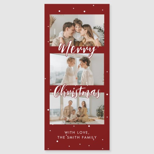 フォトモダンストリップ磁気クリスマスカード (正面)