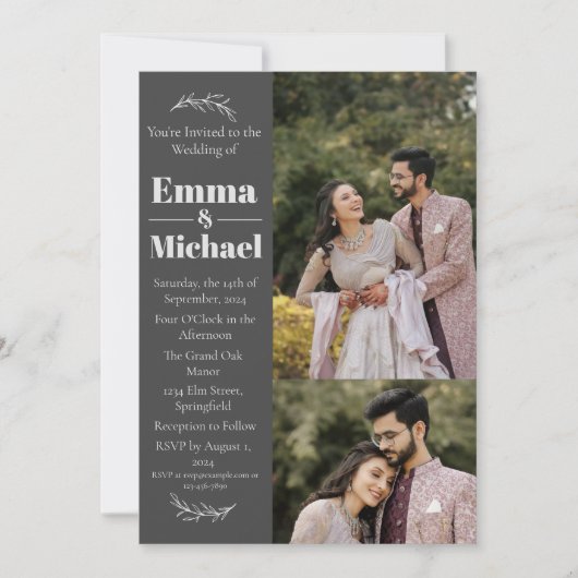 フォトモダンタイプオーバーレイ結婚式招待状 招待状 (正面)