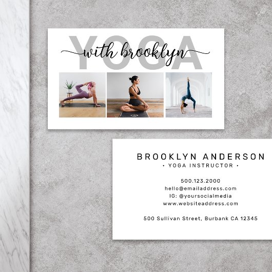 フォトモダンタイポグラフィヨガインストラクター 名刺