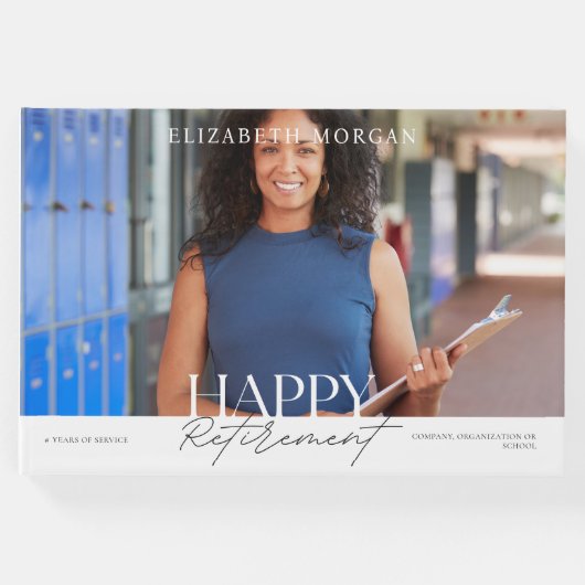 フォトモダンハッピーリタイアメントパーティー白 ゲストブック (正面)