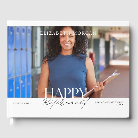 フォトモダンハッピーリタイアメントパーティー白 ゲストブック (正面)