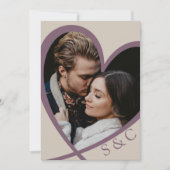 フォトモダンハートシャンパン&ダスティーバラ結婚ズ 招待状 (正面)