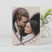 フォトモダンハートシャンパン&ダスティーバラ結婚ズ 招待状 (スタンド正面)