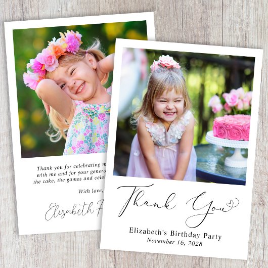 フォトモダンハートスクリプト誕生日 サンキューカード