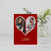 フォトモダンフォイルハートバレンタインデーのカード 箔シーズンポストカード (立ち正面)