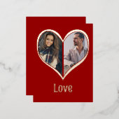 フォトモダンフォイルハートバレンタインデーのカード 箔シーズンポストカード (正面/裏面)