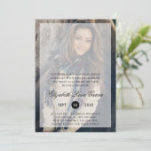 フォトモダンブラック文字オーバーレイ命日 招待状 (スタンド正面)