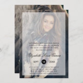 フォトモダンブラック文字オーバーレイ命日 招待状 (正面/裏面)