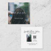 フォトモダンヘアサロンスモールビジネスQRコード スクエア名刺 (正面/裏面)