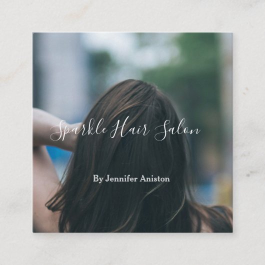 フォトモダンヘアサロンスモールビジネスQRコード スクエア名刺 (正面)