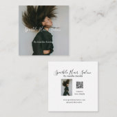 フォトモダンヘアサロンスモールビジネスQRコード スクエア名刺 (正面/裏面)