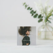 フォトモダンヘアサロンスモールビジネスQRコード スクエア名刺 (スタンド正面)